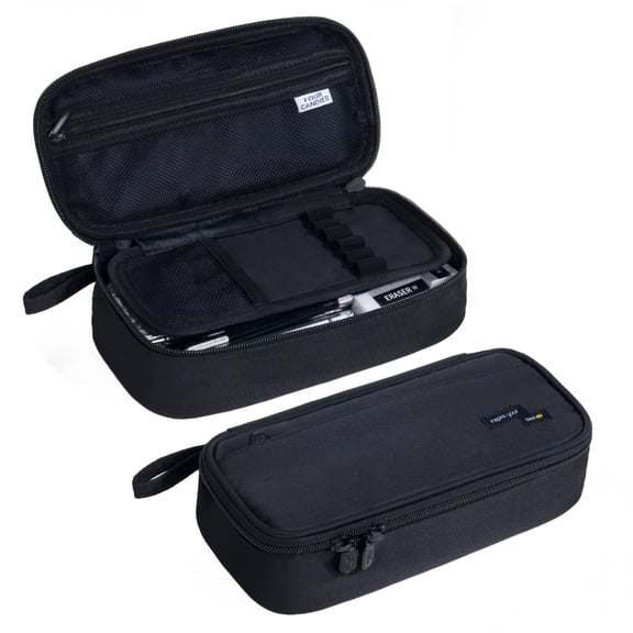 Four Candies Pencil Case,Large Capacity Pencil Pouch—Portable Marker Holder Bag for Home & Office, Soft Supply Organizer (Black)