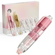 Four Candies Refillable Retractable White Out Correction Tape, 2PCS Cute White Out with 4 Extra Refills, Easy to Use Mini Aesthetic Pen Shaped Applicator for Office Supplies Pink Apricot