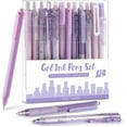 thumbnail image 1 of Four Candies Retractable Purple Pen Set, 11Pcs Black Ink Gel Pens(0.5mm), 1Pcs Purple Highlighter, 0.5mm Fine Point for Journaling, Writing and Note-Taking, 1 of 7