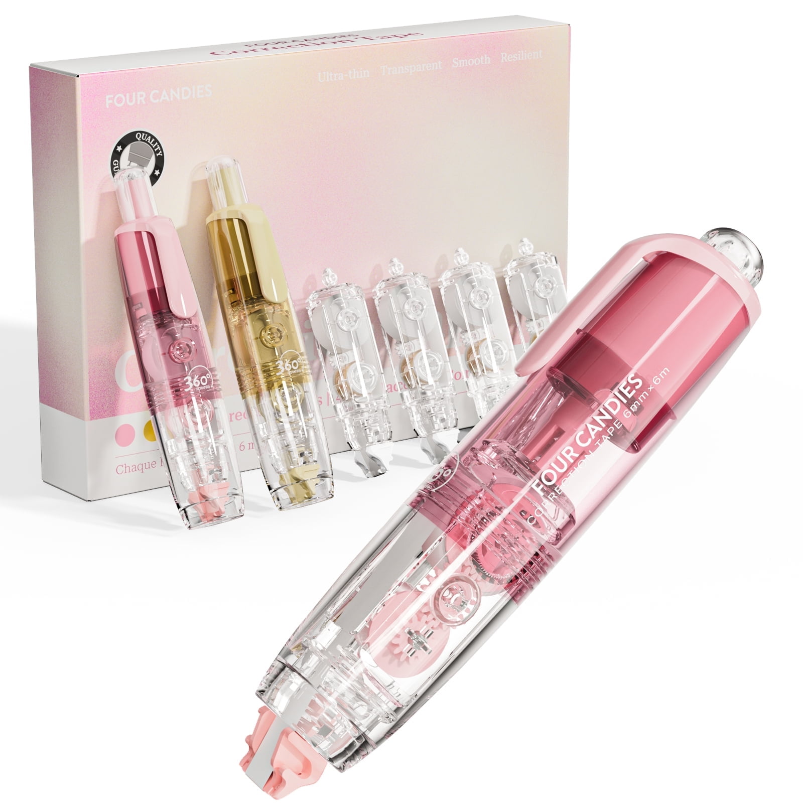 Four Candies Refillable Retractable White Out Correction