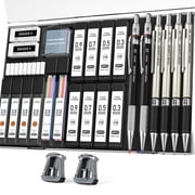 Four Candies 27PCS Art Mechanical Pencil Set, 4PCS Metal Drawing Pencil 0.3, 0.5, 0.7, 0.9 mm & 2PCS 2mm Lead Holder with  Graphite Lead Refills for Drawing Ske