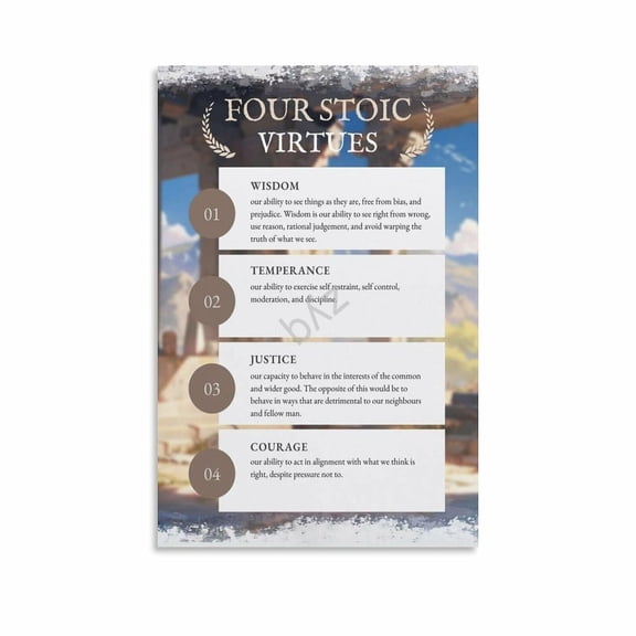 Four Cardinal Virtues of Stoicism Posters Inspirational School Classroom Quote Art (7) Canvas Painting Wall Art