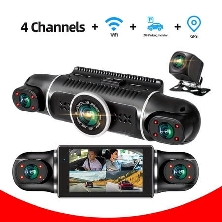 Four Channels Front+rear+left+right Dash Camera For Cars, 360 °rotatable Camera, GPS Location, Support Wifi, Camera Security Dashboard, 24 Hours Parking Monitor