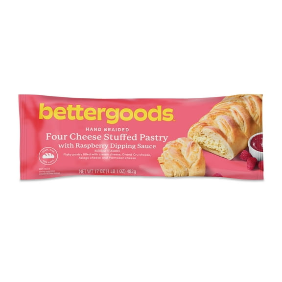 bettergoods Hand-Braided Four Cheese Stuffed Pastry with Raspberry Sauce, 17 oz