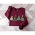 thumbnail image 1 of Four Christmas tree Sweatshirt, Christmas trees with decorated lights Crewneck, Holiday Sweatshirt for Women, Winter Sweatshirt, 1 of 2