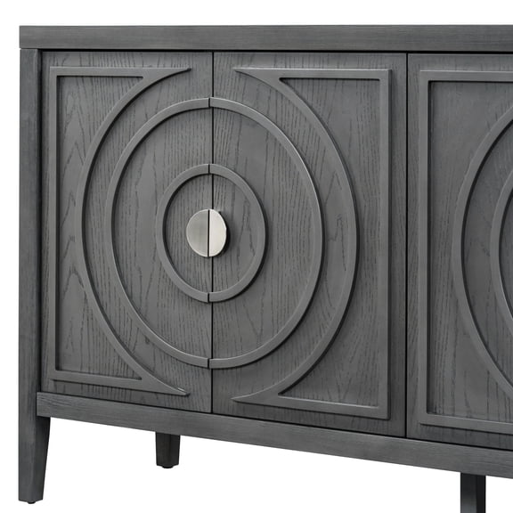 Four Color Options & Retro Charm - Gray Sideboard for Customizable Homes