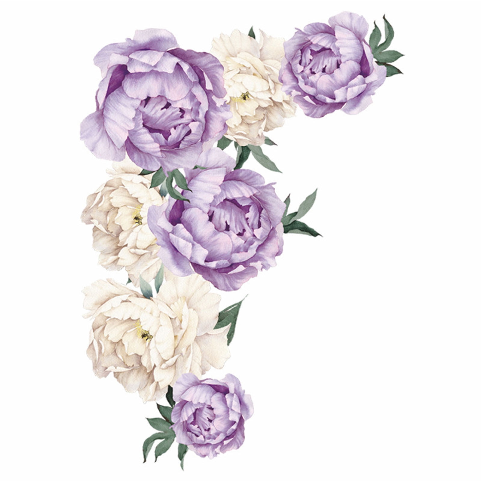 Four Color Peony Flower Wall Sticker Purple,1X Wall Sticker (30*90Cm