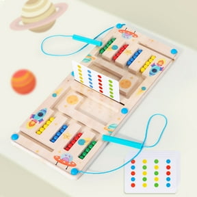 Four Color Rolling Ball Board Game, Logic Training Strategy Match for Kids, Wooden Marble Race Track Puzzle, Parent-Child Interactive Thinking Toy, Early Education Gift for Preschoolers