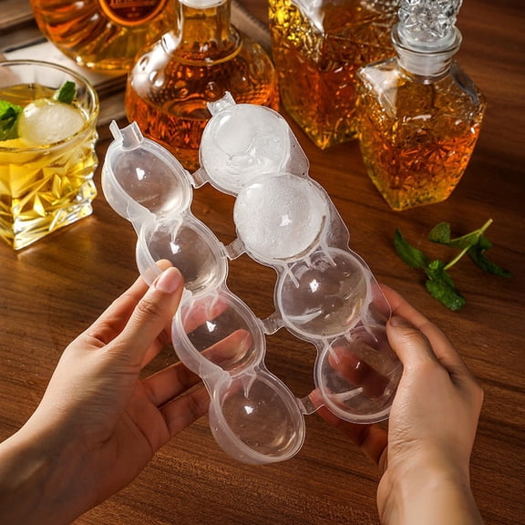 Four-Compartment Ice Puck Tray Set - Create Perfectly Shaped Ice Pucks for Cocktails and Beverages