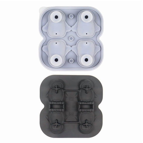 Four-Compartment Penguin Ice Cube Mold - Fun Silicone Ice Tray for Unique Ice Balls