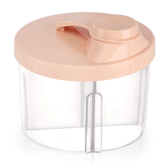 Four-Compartment Protein Powder and Snack Container to Go, Non-Spill Rotating Travel Organizer for Supplements and Fruits, Pink