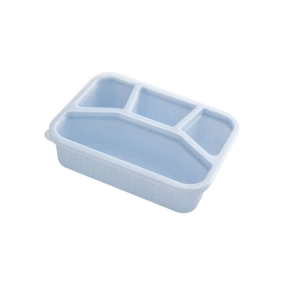 Four Compartments Wheat Straw Bento Box, Square Lunch Container with Transparent Lid for Fruit, Refrigerator Fresh Food Storage Box, Eco-Friendly Meal Prep for Office Travel