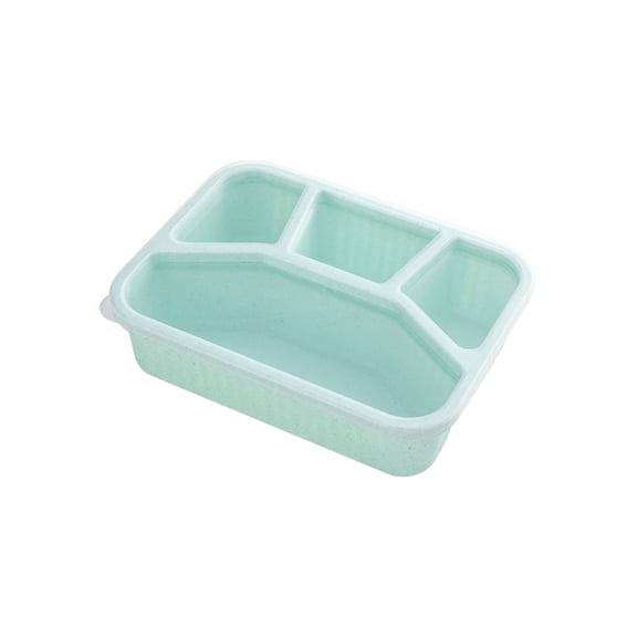 Four Compartments Wheat Straw Bento Box, Square Lunch Container with Transparent Lid for Fruit, Refrigerator Fresh Food Storage Box, Eco-Friendly Meal Prep for Office Travel