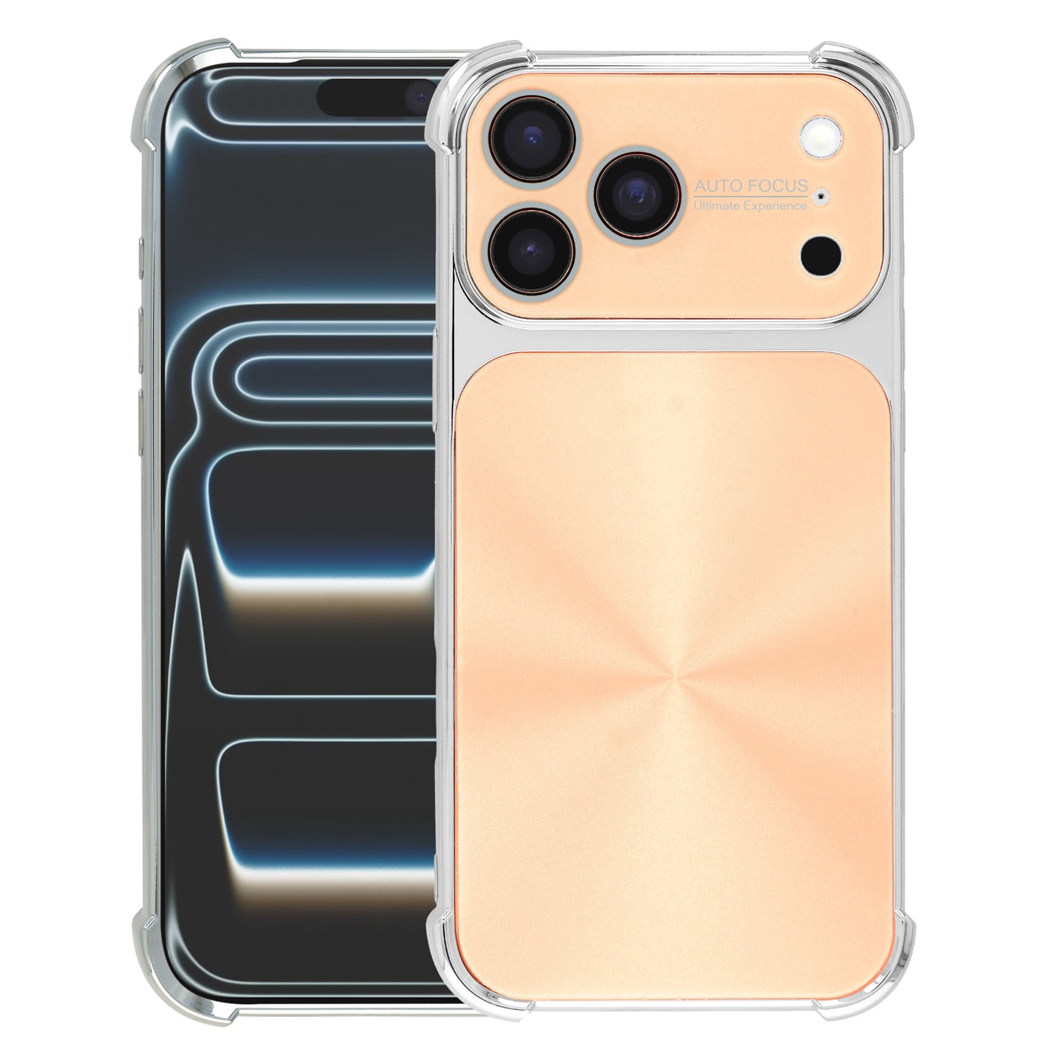 Four-Corner Drop Protection CD-Pattern Case for iPhone 17 Pro Max - Gold