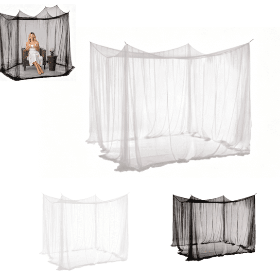 Four Corner Mounted Mosquito Net, Rectangular Breathable Mesh Bed Canopy Drapes, Insect Barrier Screen Netting, Lightweight Hanging Bed Curtain for Indoor,Outdoor Camping, Travel Protection
