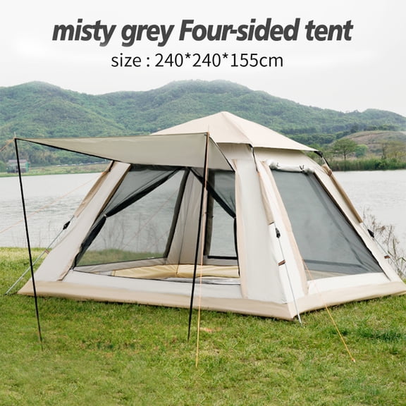 Four Corner Speed Open Tent,Waterproof,Windproof Easy Setup,with 2 Mesh Door & 2 Large Mesh Windows for Outdoor,Camping,Hiking