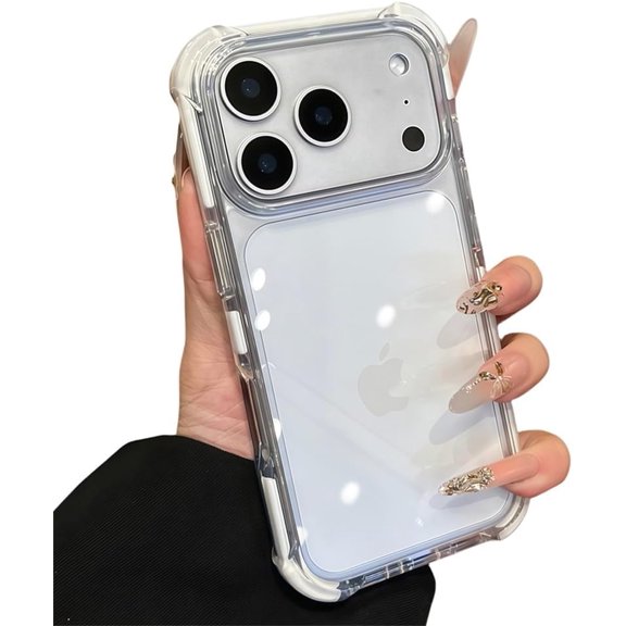 Four Corners Airbags Shockproof Acrylic Clear Case for iPhone 17 Air 16 15 14 Pro Max Clash Contrast Color Transparent Cover,White,for iPhone 14 Pro Max