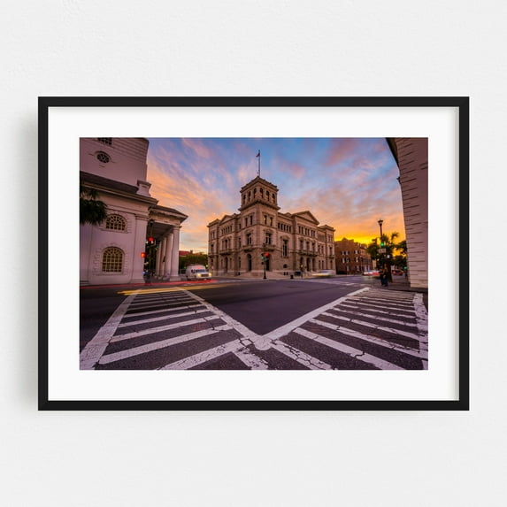 Four Corners - Charleston South Carolina Photography Black Framed Wall Art Print 12 x 18 inches