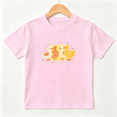 thumbnail image 1 of Four Cute Yellow Ducks Girls Graphic Tee, Retro Polka Dot Birds 100% Cotton Kids Short Sleeve T-Shirt, 1 of 5