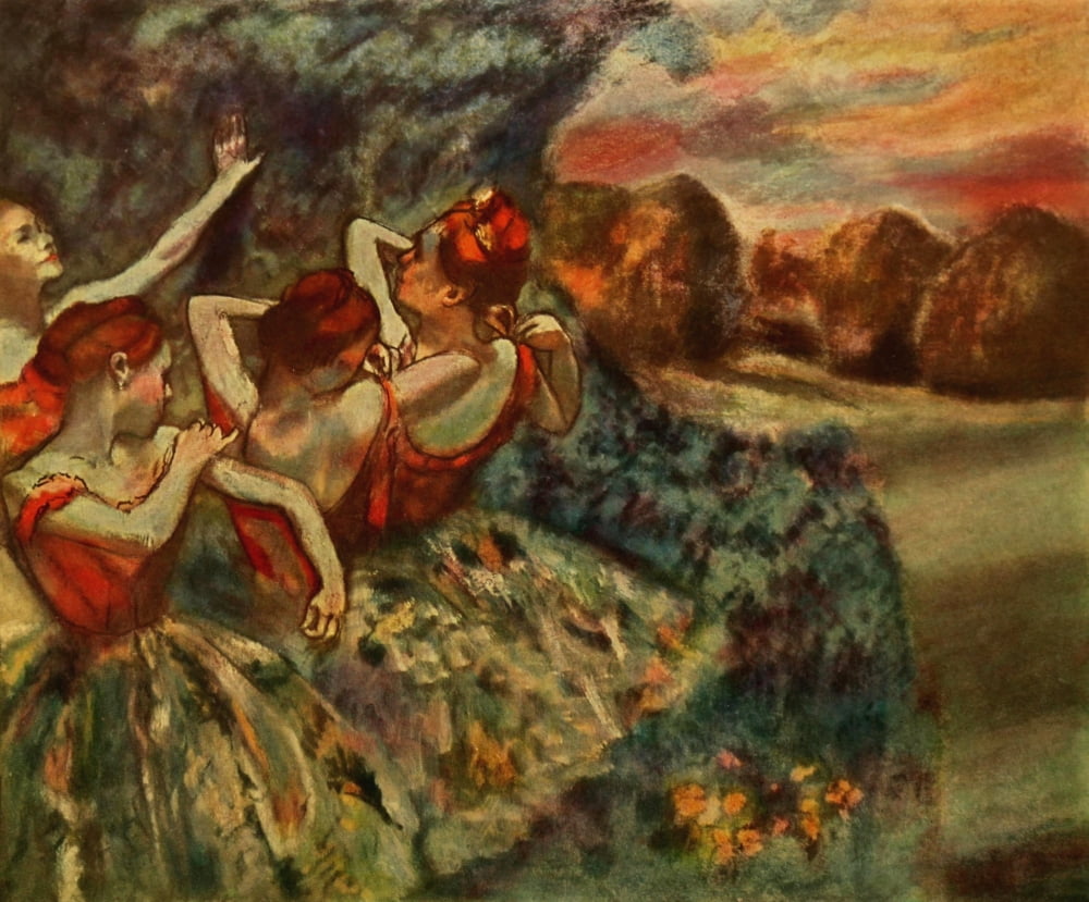 Four Dancers c1899 Canvas Art - Edgar Degas (18 x 24)