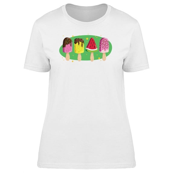 Four Delicious Popsicles T-Shirt Women -Image by Shutterstock, Female XX-Large
