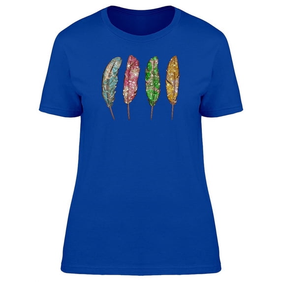 Four Different Colored Feathers T-Shirt Women -Image by Shutterstock, Female Medium