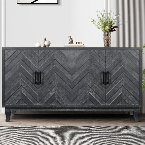 Four - Door MDF Buffet with Adjustable Shelves / Versatile Storage Option