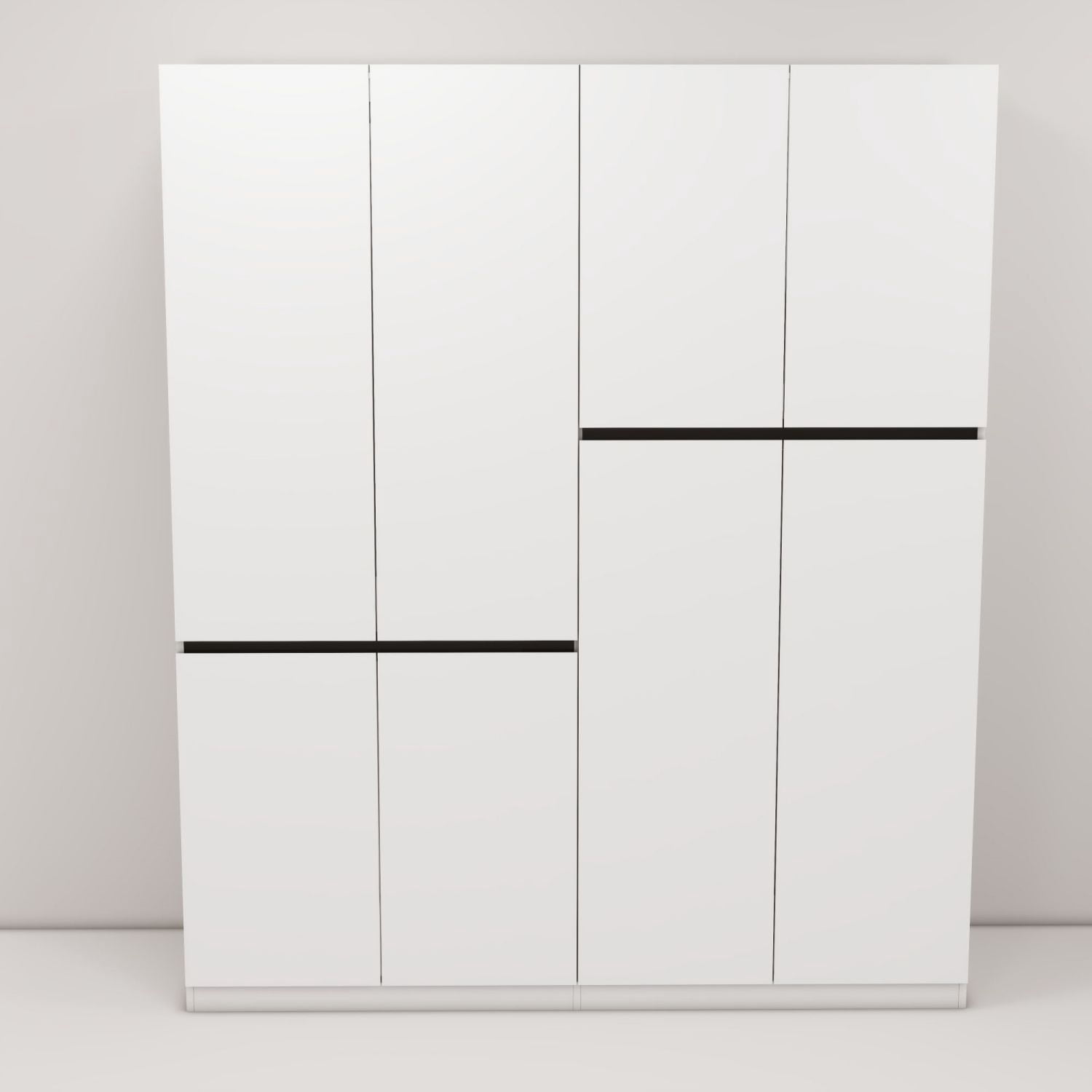 Four-Door Modern Handle-Free Segmented Armoire Wardrobe with Ample Storage Space and Clean Design (White, W62.99 x D20.47 x H74.02)