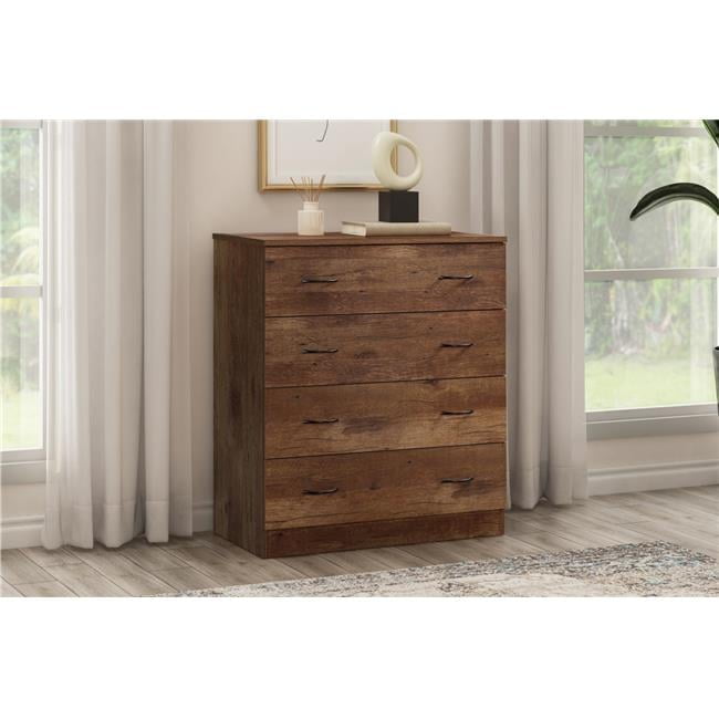 Mountain Oak Four Drawer Chest with Black Pulls