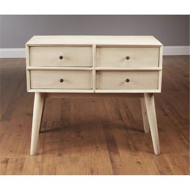 White Mid-Century Modern 4-Drawer Horizontal Dresser