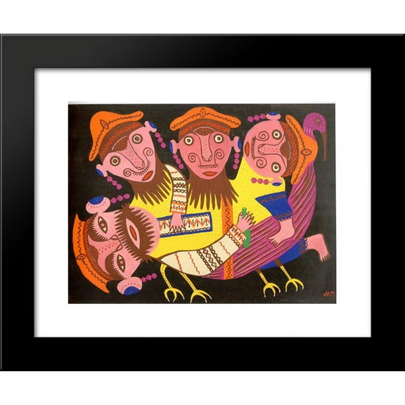 Four Drunkards Riding a Bird 20x24 Framed Art Print by Primachenko, Maria