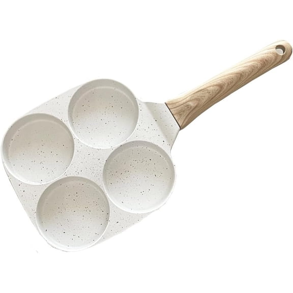 Four Egg Frying Pan, Egg Pan Non Stick Omelette Pan, Suitable for Gas Stove Induction Cookware, Grade Granite Mini Egg Cooker Pan for Breakfast