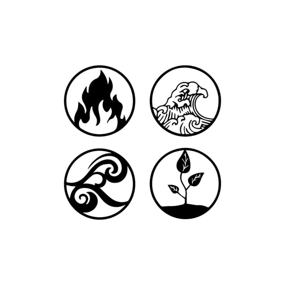 Four Element Metal Wall Art | 23.62  23.62  0.05 in  Large Black Metal Sign | Artistic Wall Decor for Living Room, Studio & Loft