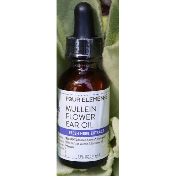 Four Elements Organic Herbals Mullein Flower Ear Oil 1 oz Liquid
