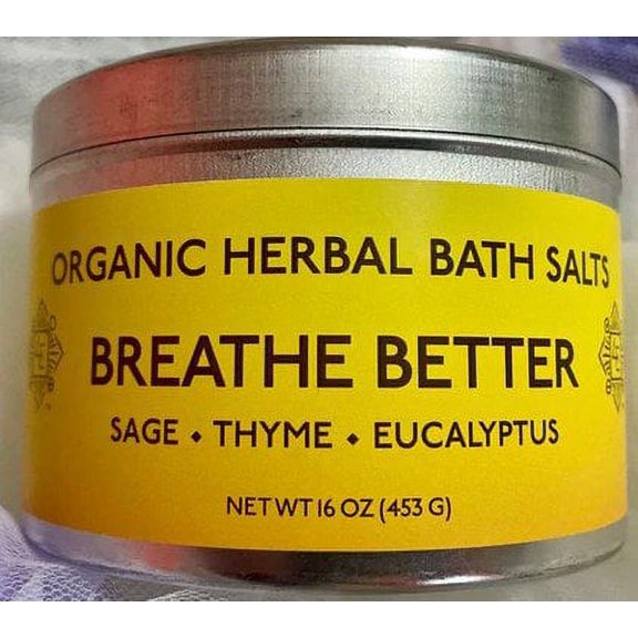 Four Elements Organic Herbals Breathe Better Bath Salts 16 oz Container