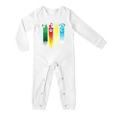 Four Elements Symbols Baby Infant Bodysuit Long Sleeve Footed Romper Unisex 0-24 Months