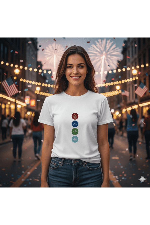 Four Elements Symbols Minimal Alchemy Design Balance Art Unisex T-Shirt, up to size 5XL