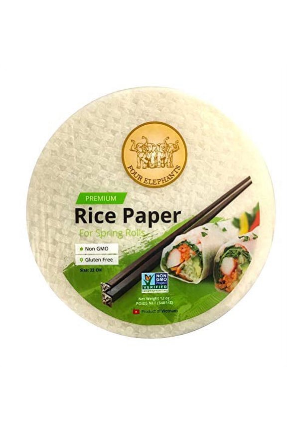 Premium Spring Roll Rice Paper 3pk Round Non-GMO Verified 22 CM