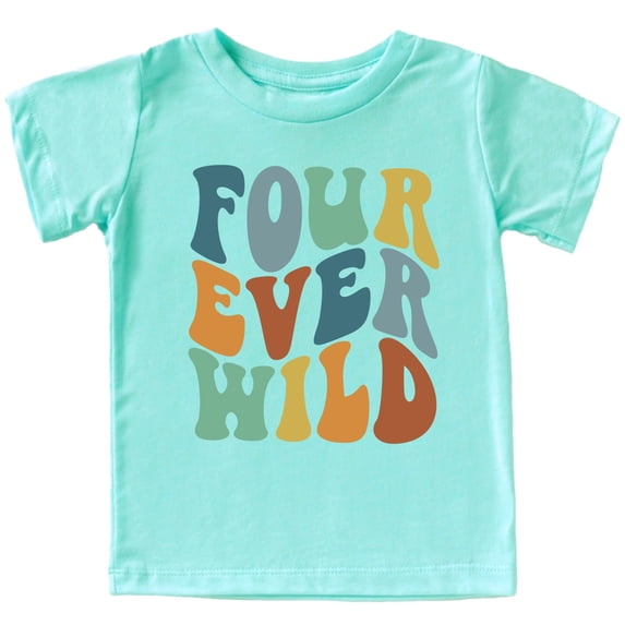 Four Ever Wild Groovy 4th Birthday Shirt for Baby Toddler Girls and Boys Fourth Birthday Outfit Chill Shirt 3T