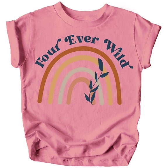 Four Ever Wild Rainbow 4th Birthday Shirts for Baby Toddler & Youth Girls Mauve Shirt 4T