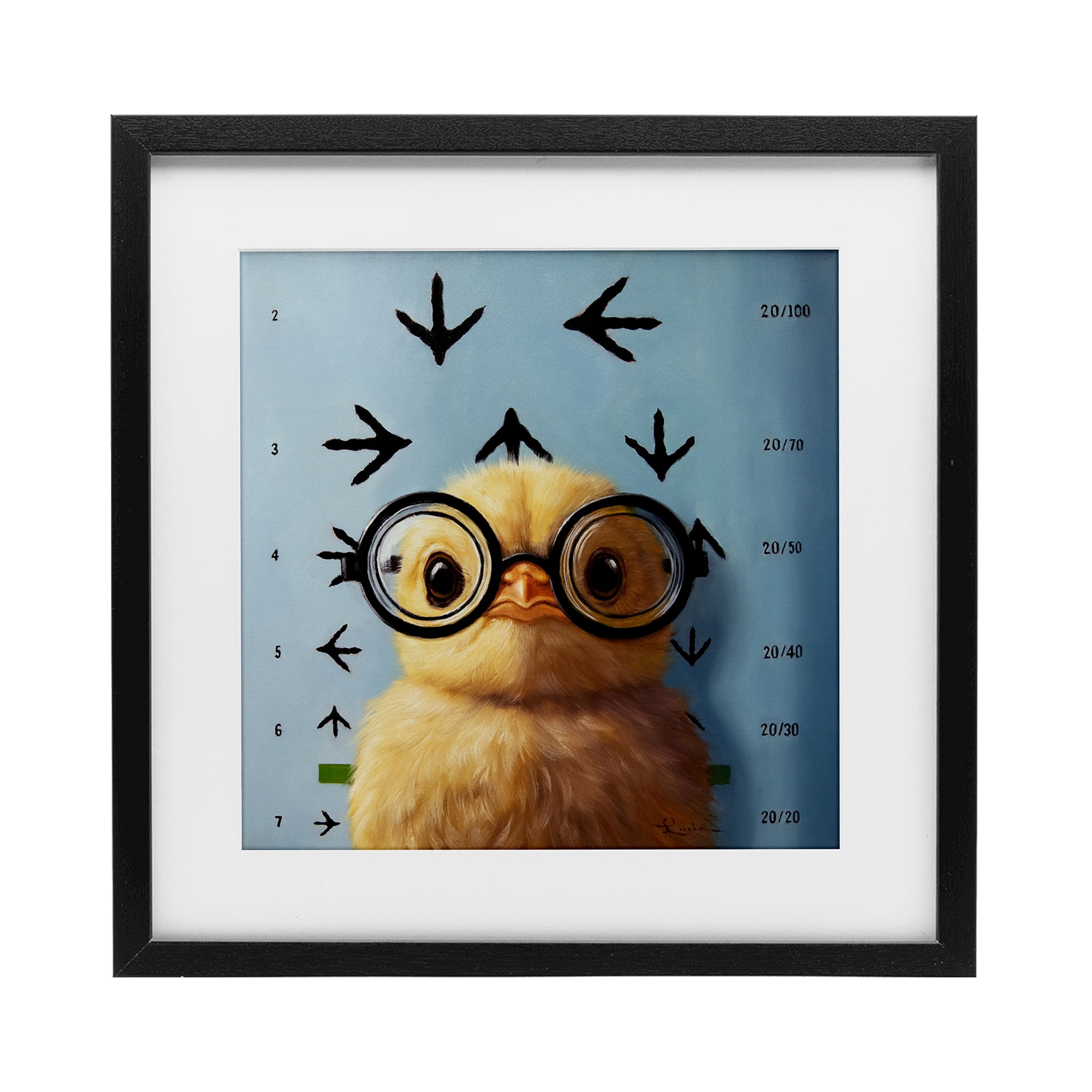 Four Eyes Chick Vision Black Framed Print Under Glass, design by Lucia Heffernan