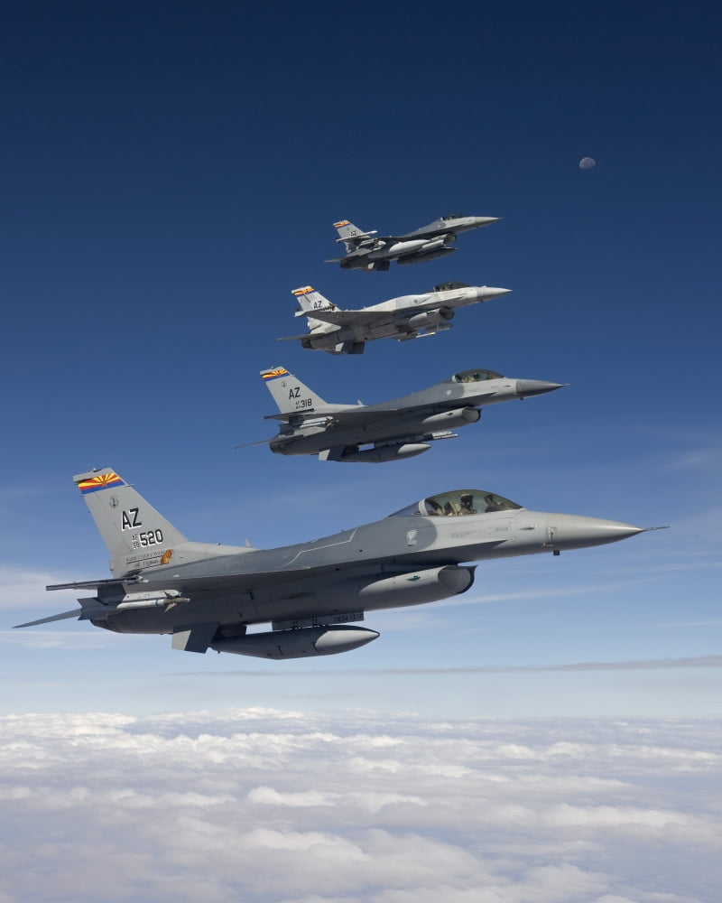 Four F-16s fly in formation during a training mission over Arizona Canvas Art - HIGH-G ProductionsStocktrek Images (26 x 32)
