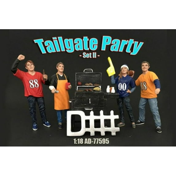 Four Figure Tailgate and Barbeque Set - American Diorama 77595 - 1/18 Scale Diecast Model Toy Car