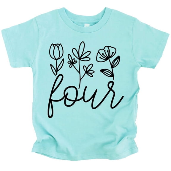 Four Floral 4th Birthday Shirt for Toddler Girls Fourth Birthday Outfit Chill Shirt 4T