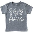 thumbnail image 1 of Four Floral 4th Birthday Shirt for Toddler Girls Fourth Birthday Outfit Granite Heather Shirt 5-6, 1 of 2