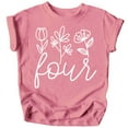 thumbnail image 1 of Four Floral 4th Birthday Shirt for Toddler Girls Fourth Birthday Outfit White on Mauve Shirt 4T, 1 of 2