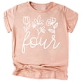 thumbnail image 1 of Four Floral 4th Birthday Shirt for Toddler Girls Fourth Birthday Outfit White on Peach Shirt 4T, 1 of 2