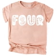 thumbnail image 1 of Four Floral Numbers Ages 1-7 Girl's 4th Birthday Shirt White on Peach Shirt 4T, 1 of 2