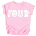 thumbnail image 1 of Four Floral Numbers Ages 1-7 Girl's 4th Birthday Shirt White on Pink Shirt 3T, 1 of 2