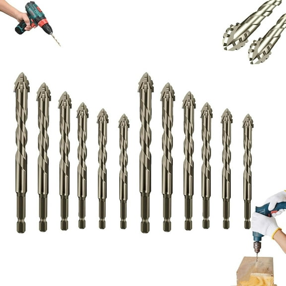 Four-Flute Sawtooth Eccentric Drill Bit Set, Four-Edged Serrated Eccentric Drill, Cozy Hoome Drill Bit, Multiple Sizes Drill Bit Set for Wood and Metal